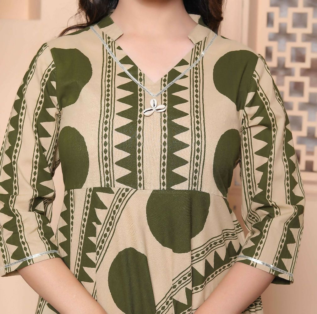 Miravan Womens Green Cotton Anarkali Kurta - Distacart