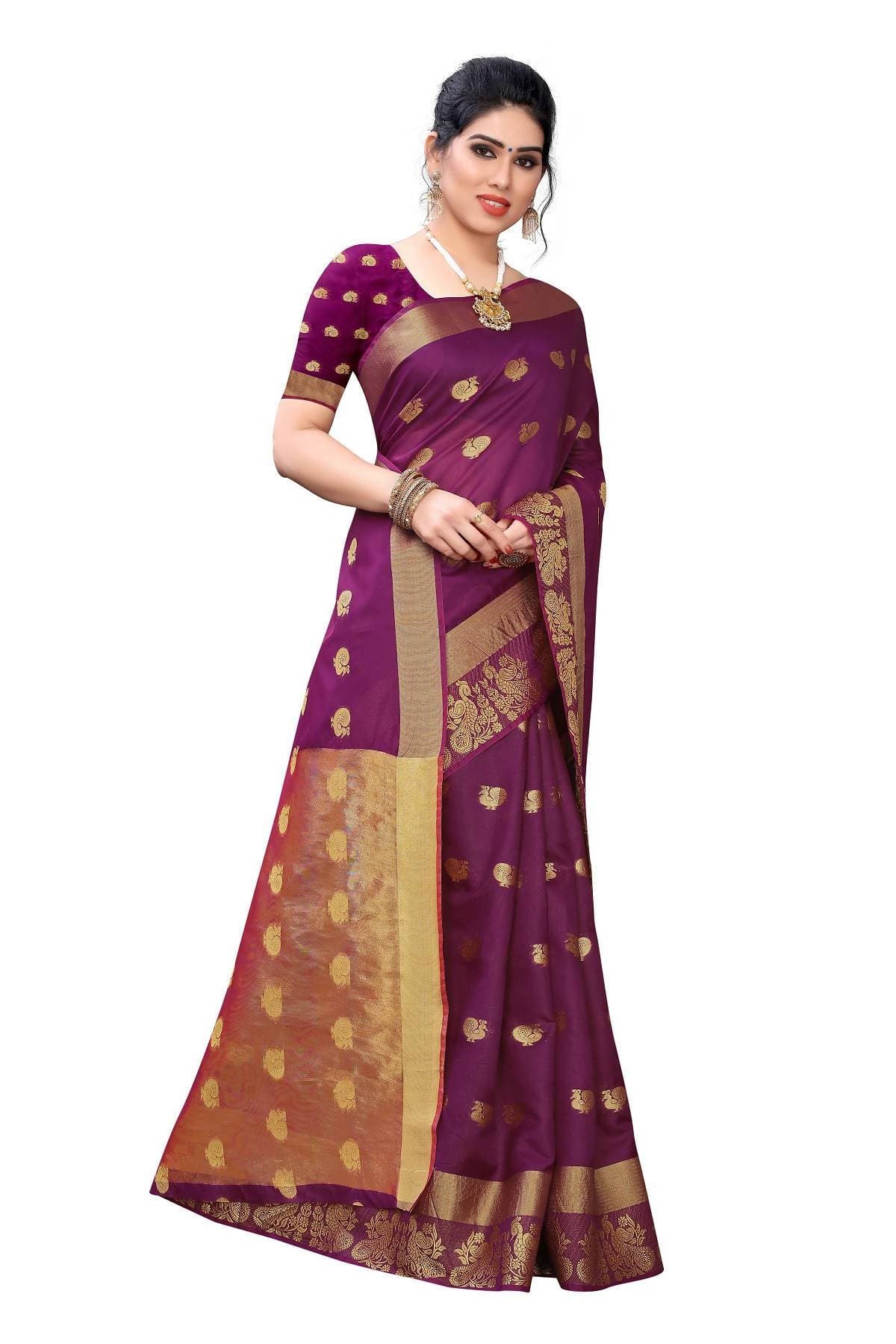 Vamika Banarasi Jacquard Weaving Wine Red Saree