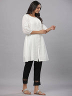 Juniper Women's White Cotton Silk Solid A-Line Kurta - Distacart