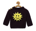 Chutput Kids Brown Coloured Solid Pullover with Sunflower Design