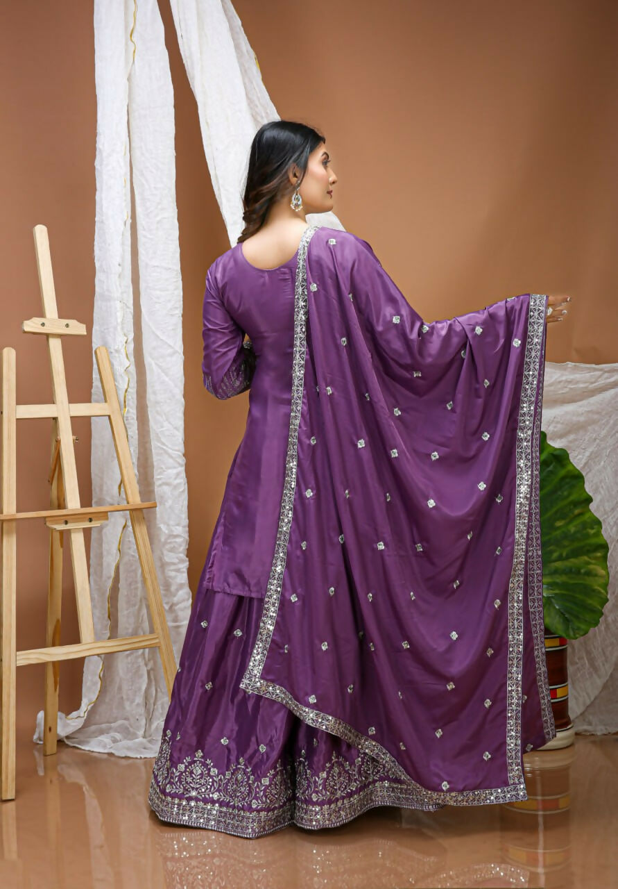 Teeya Creation Lavender Color Natural Crepe Silk Wedding Wear Trending Salwar Suit - Distacart