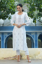 Juniper Women's White Rayon Placement Printed Straight Kurta - Distacart
