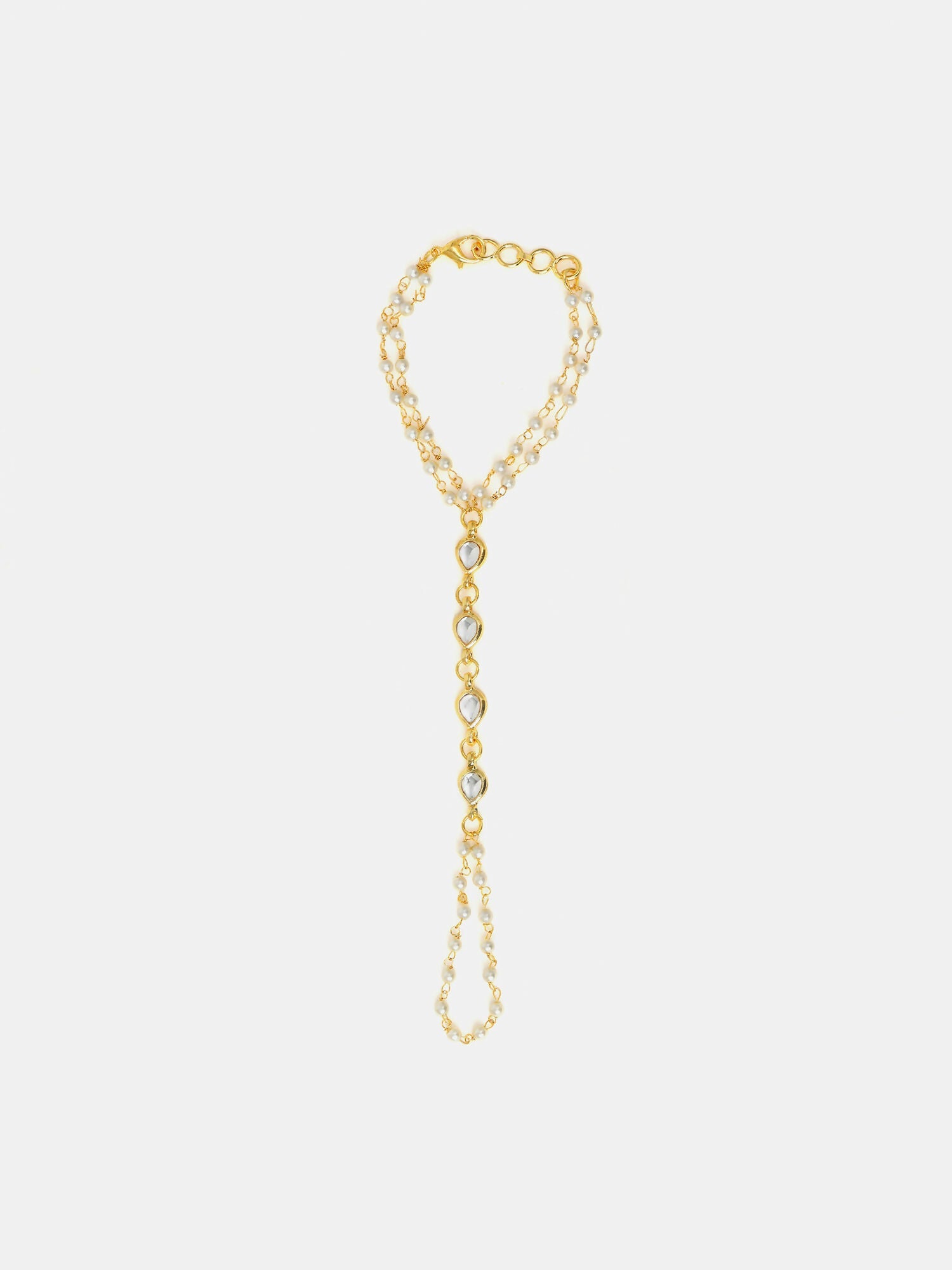 Ruby Raang Subtle Gold-Pearl Haath Phool - Distacart