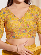Joban Fashion Yellow Viscose Rayon Padded Blouse With V Neck Elbow Sleeves - Distacart