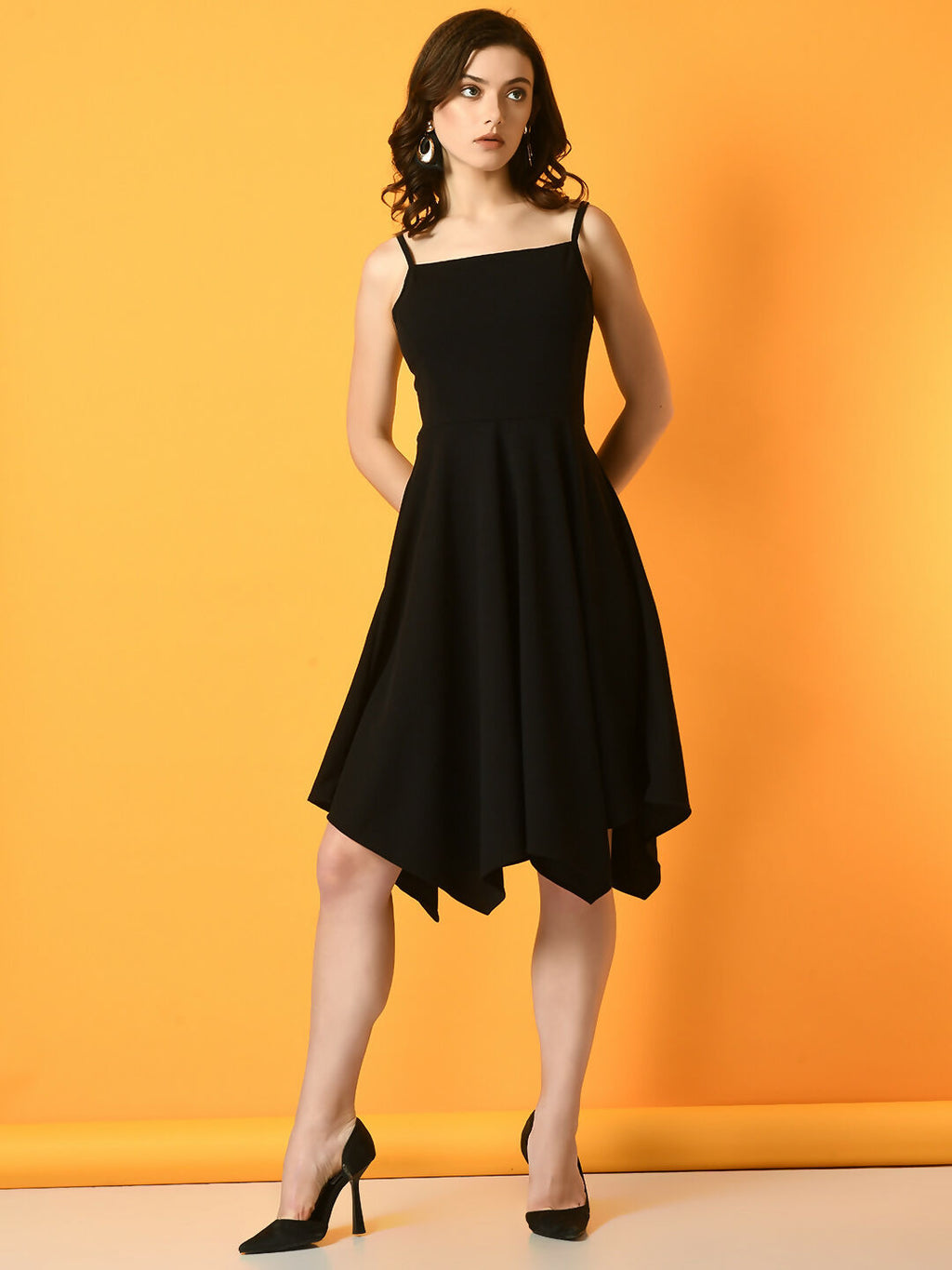 Myshka Women's Black Solid Party Dress - Distacart