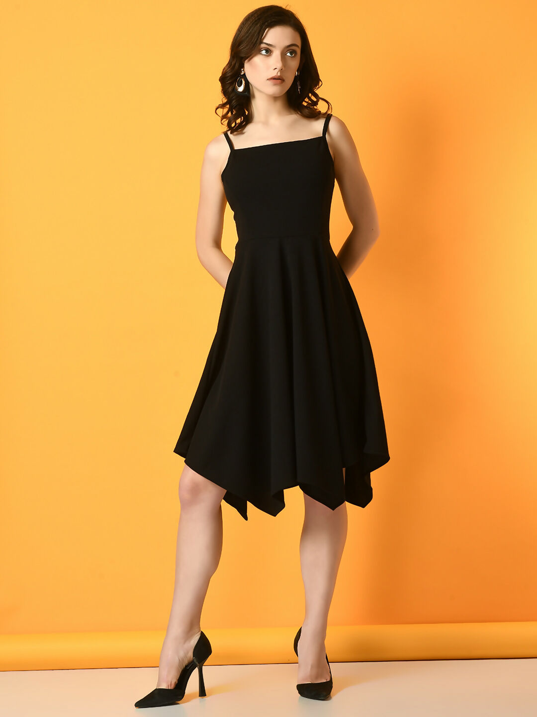 Myshka Women's Black Solid Party Dress - Distacart