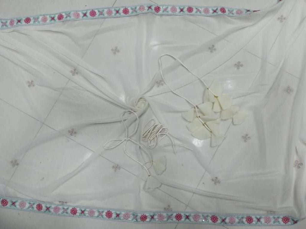 Jyoti Fashion Cream Thread Embroidery Georgette Designer Lehenga Choli with Dupatta