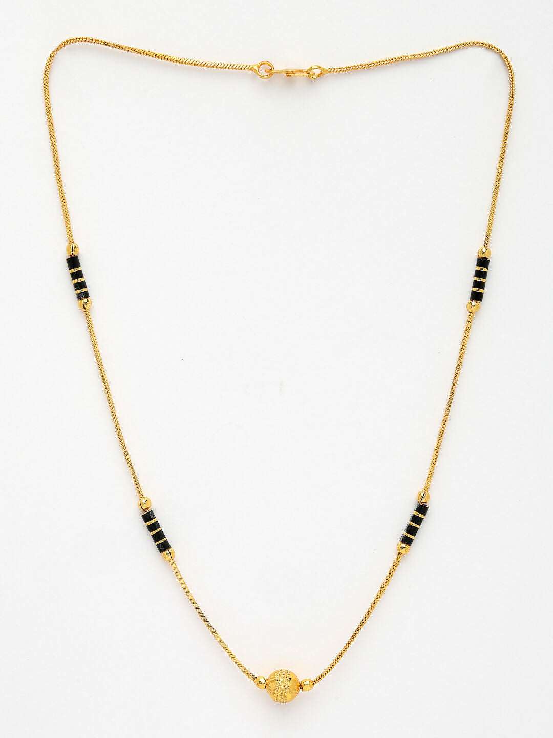 NVR Women's Set of 3 Gold-Polished CZ Stone-Studded & Beaded Mangalsutra - Distacart