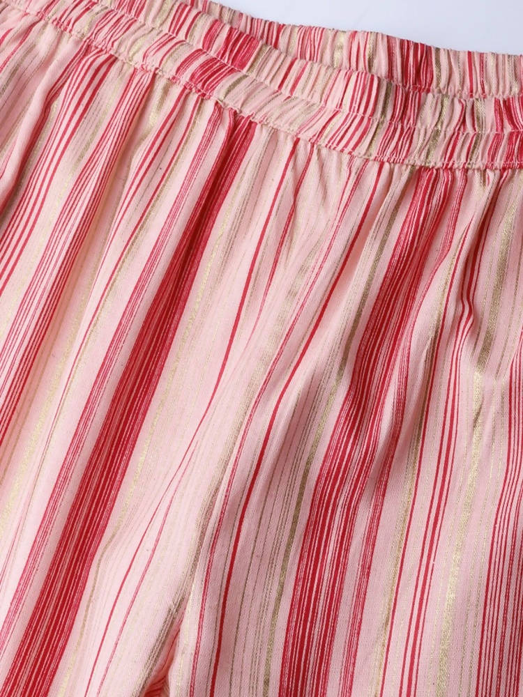 Yufta Pink and golden printed kurta with palazzo