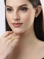 NVR Women Gold-Polished Solid Adjustable Finger Ring