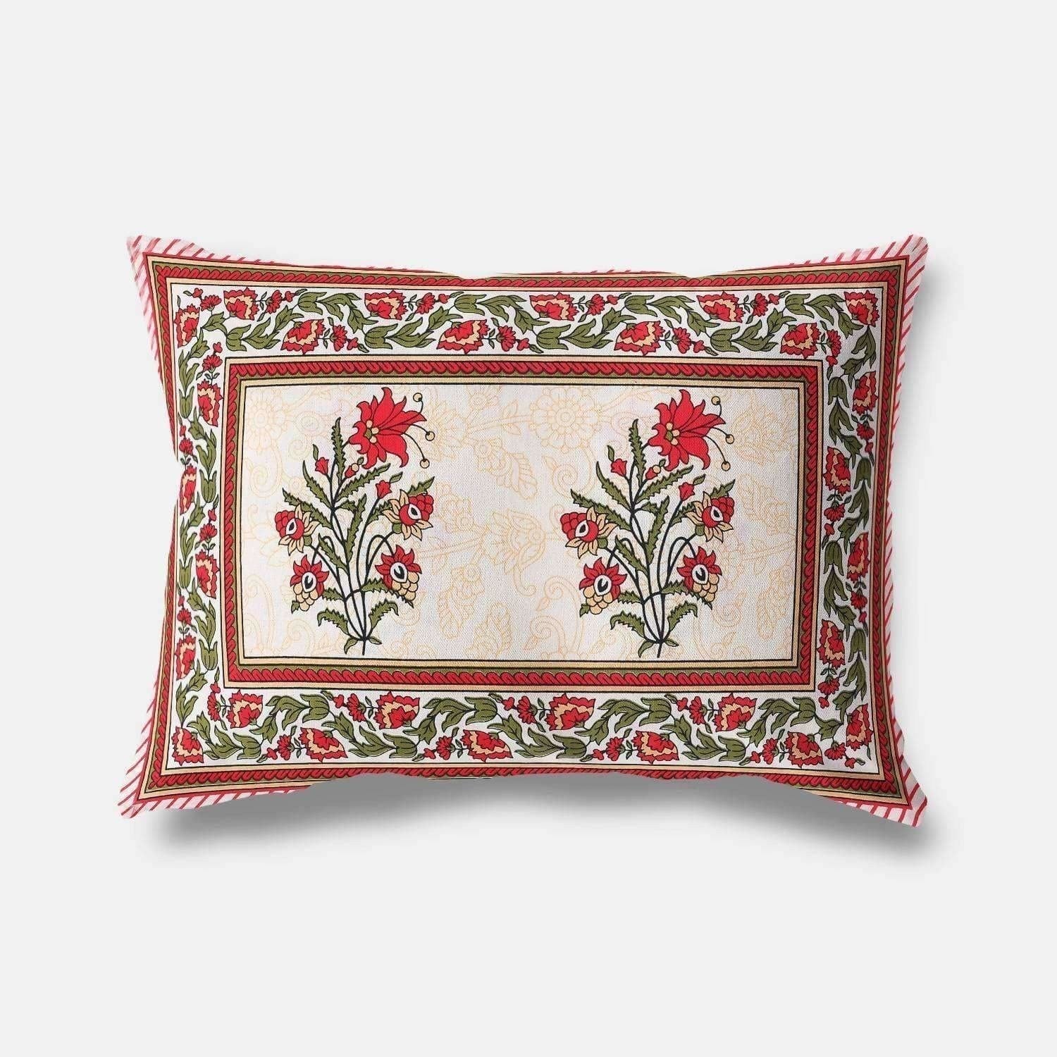 Jaipuri Hand Printed Floral 144TC Cotton DoubleQueen Bedsheet with 2 Pillow Covers