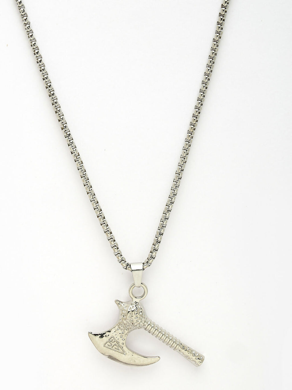 NVR Men's Silver-Plated Stainless Steel Pendant with Chain
