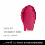 Lakme 9 To 5 Weightless Mousse Lip & Cheek Color - Fuchsia Sude