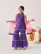 Joban Fashion Girl's Blue Color Sharara Set