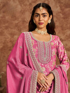 Anaita Pink Premium Dolla Jacquard Embroidered Stitched Salwar Suit - Distacart