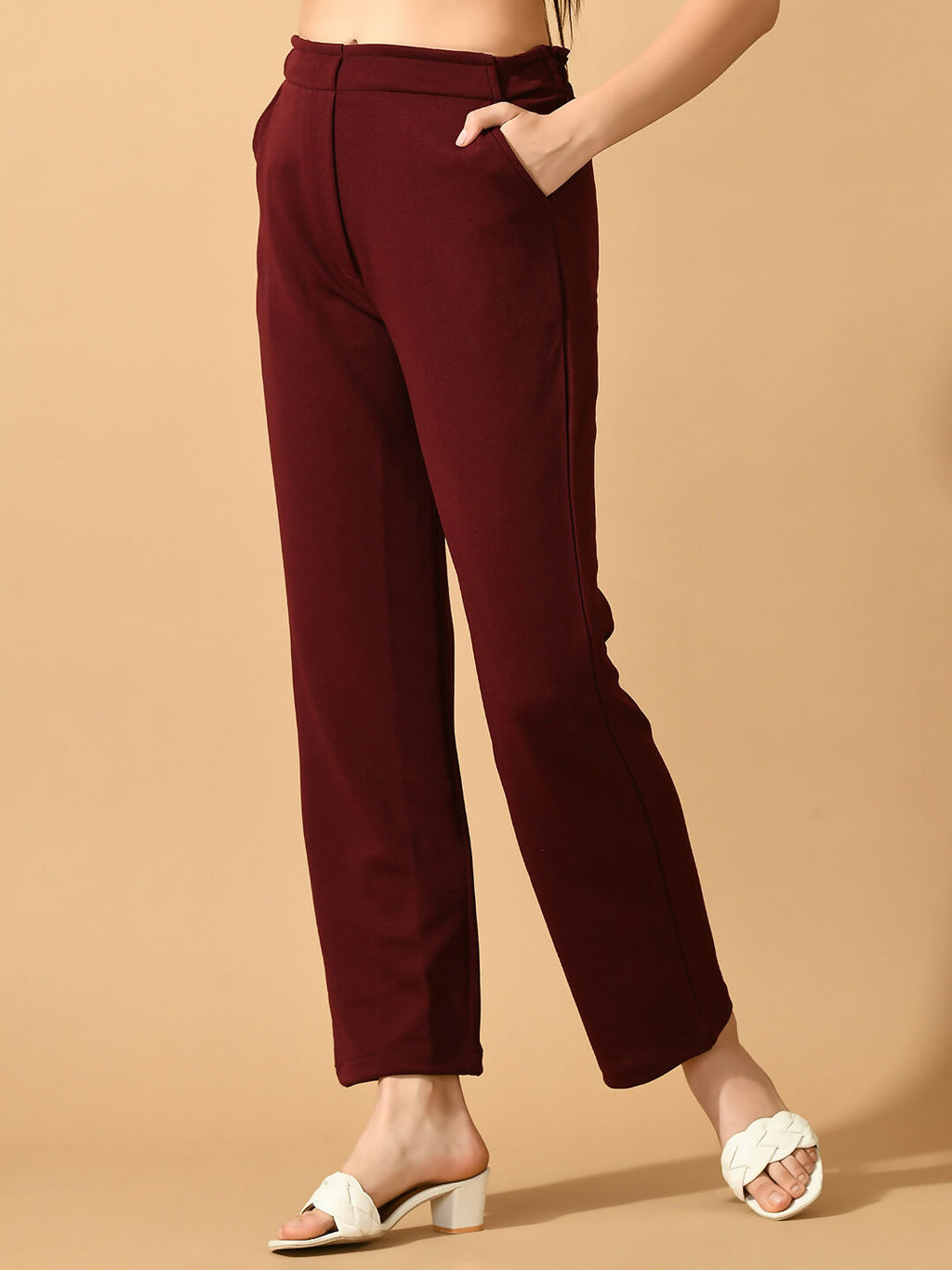 Myshka Women's Violet Straight Fit Party Trouser