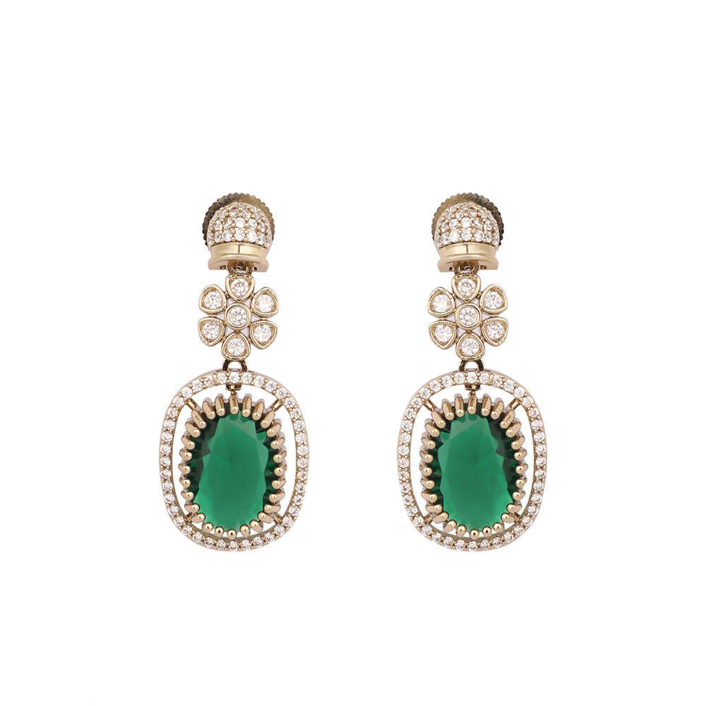 Nuyug 18K Gold Plated Emerald Blossom Necklace Set