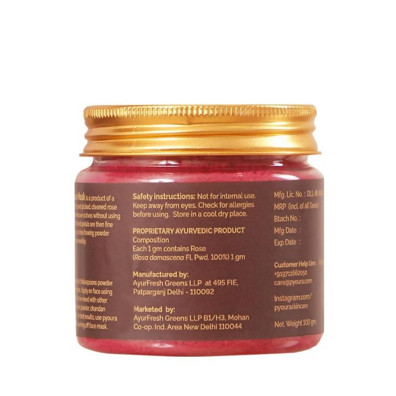 Pyoura Rose Face Mask No Clay Only 100% Pure Rose Petal Powder
