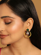 Nuyug 22K Gold Plated Cubic Zirconia Studded Contemporary Stone Earrings - Distacart