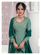 Vastranavya Exquisite Turquoise Heavy Chinon with Embroidered & Sequins Work Salwar Suits