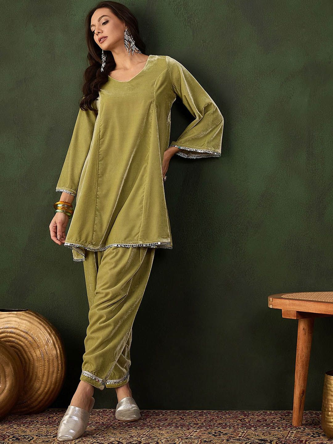 Sangria Mirror Detail Pakistani Kurta & Salwar Set