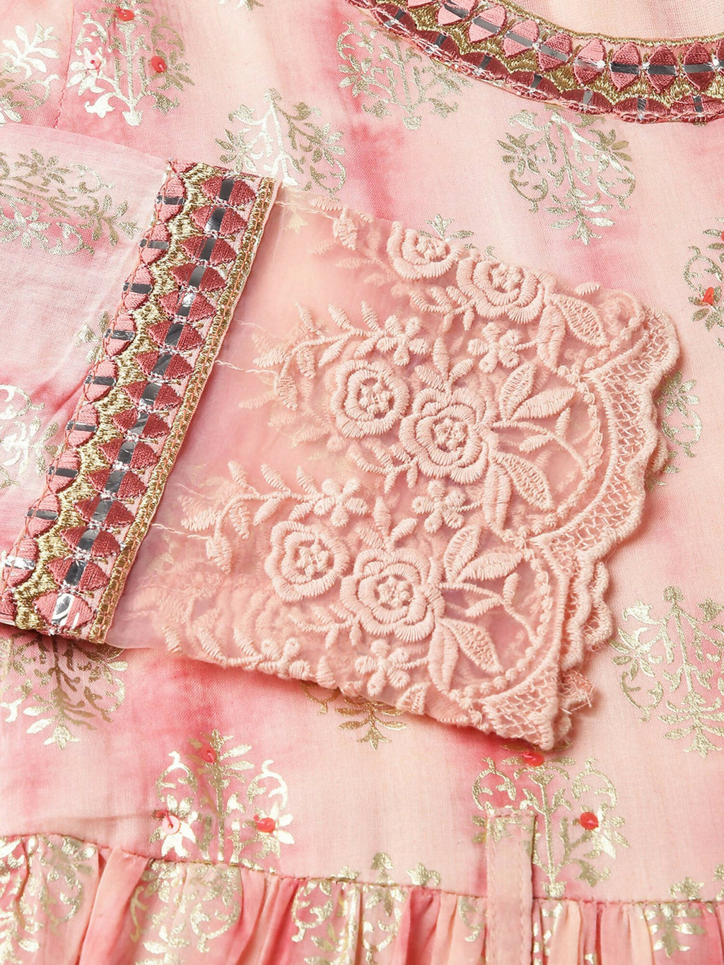 Peach Cotton Paisley Printed Fit & Flare Dress - Yukti - Distacart