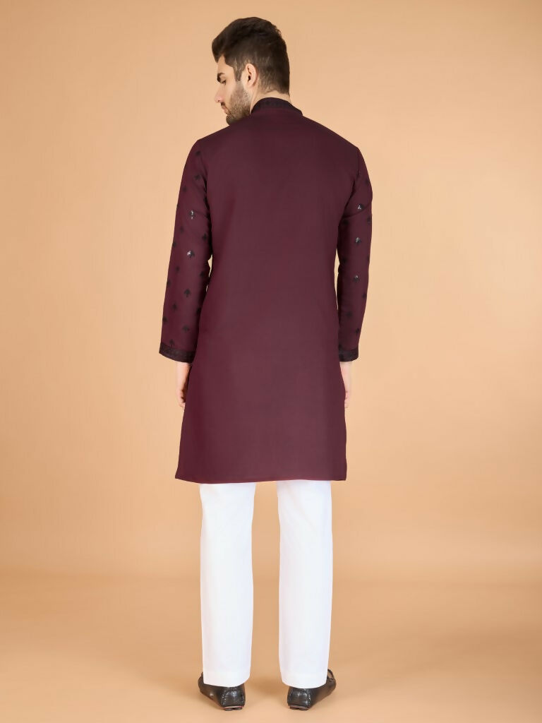 Vastranavya Maroon Exclusive Festival Wear Viscose Silk Thread with Sequence Embroidered Work Kurta with Dupatta