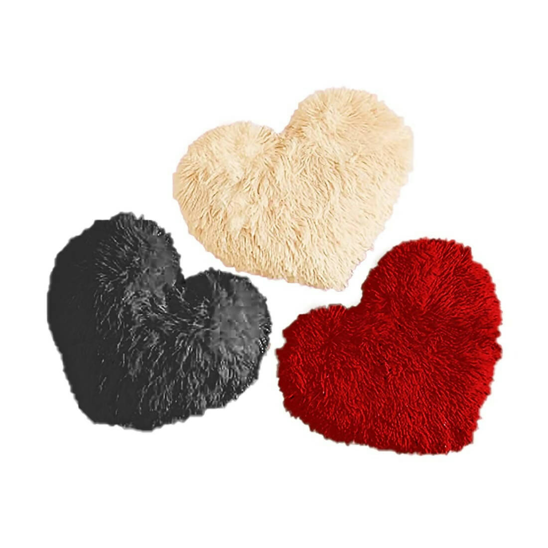 Pickkart Heart Shape Fur Cushions - Soft Fluffy Complete Pillow Multi-Color
