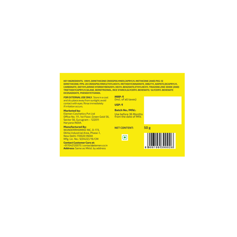 Elemen Moisturizing Sunscreen Butter SPF 50+ PA+++