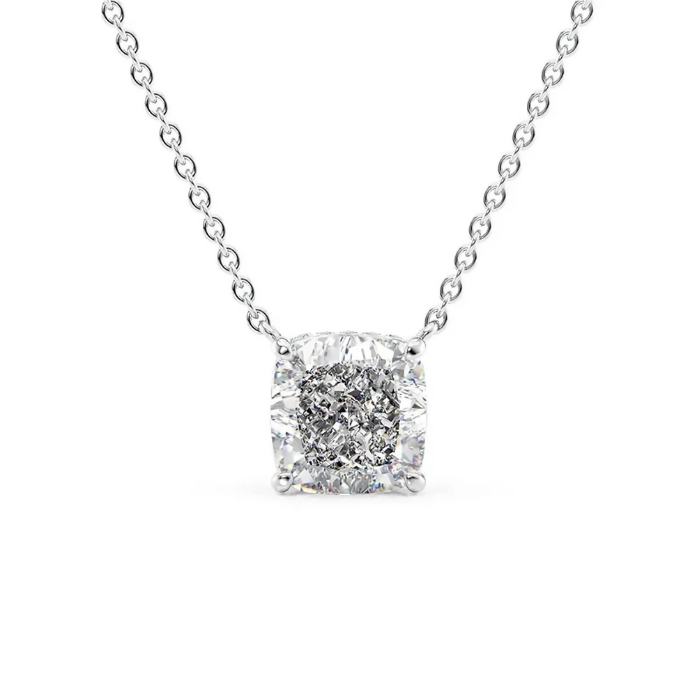 Cauer Elegant 14K White Gold Plated Moissanite Pendant Necklace