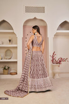 Eilara Mesmerizing Onion Pink Butterfly Net White Cotton Thread Zari Sandwich Sequence Work Lehenga Choli For Wedding