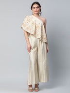 Ahalyaa Women Off White Crepe Floral Printed Top with Palazzos - Distacart