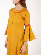 Aniyah Latest Rayon Bell Sleeves Solid Anarkali Kurta In Mustard (AN-152K)