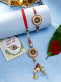 NVR Women & Men Set of 2 Gold-Toned Stone-Studded & Beaded Bhaiya Bhabi Rakhi With Roli Chawal & Chocolate - Distacart