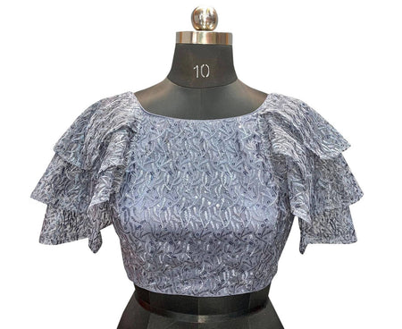 Vamika Grey Net Shifly Work Blouse