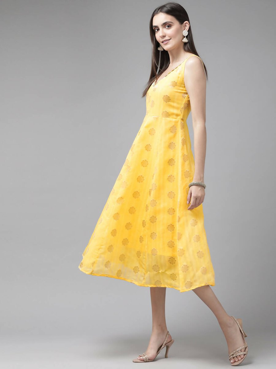 Ahalyaa Women's Traditional wear Dress - Yellow - Distacart