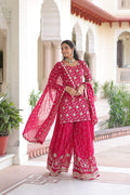 Joban Fashion Pink Readymade Kurta Set With Sequence embroidery Work - Distacart