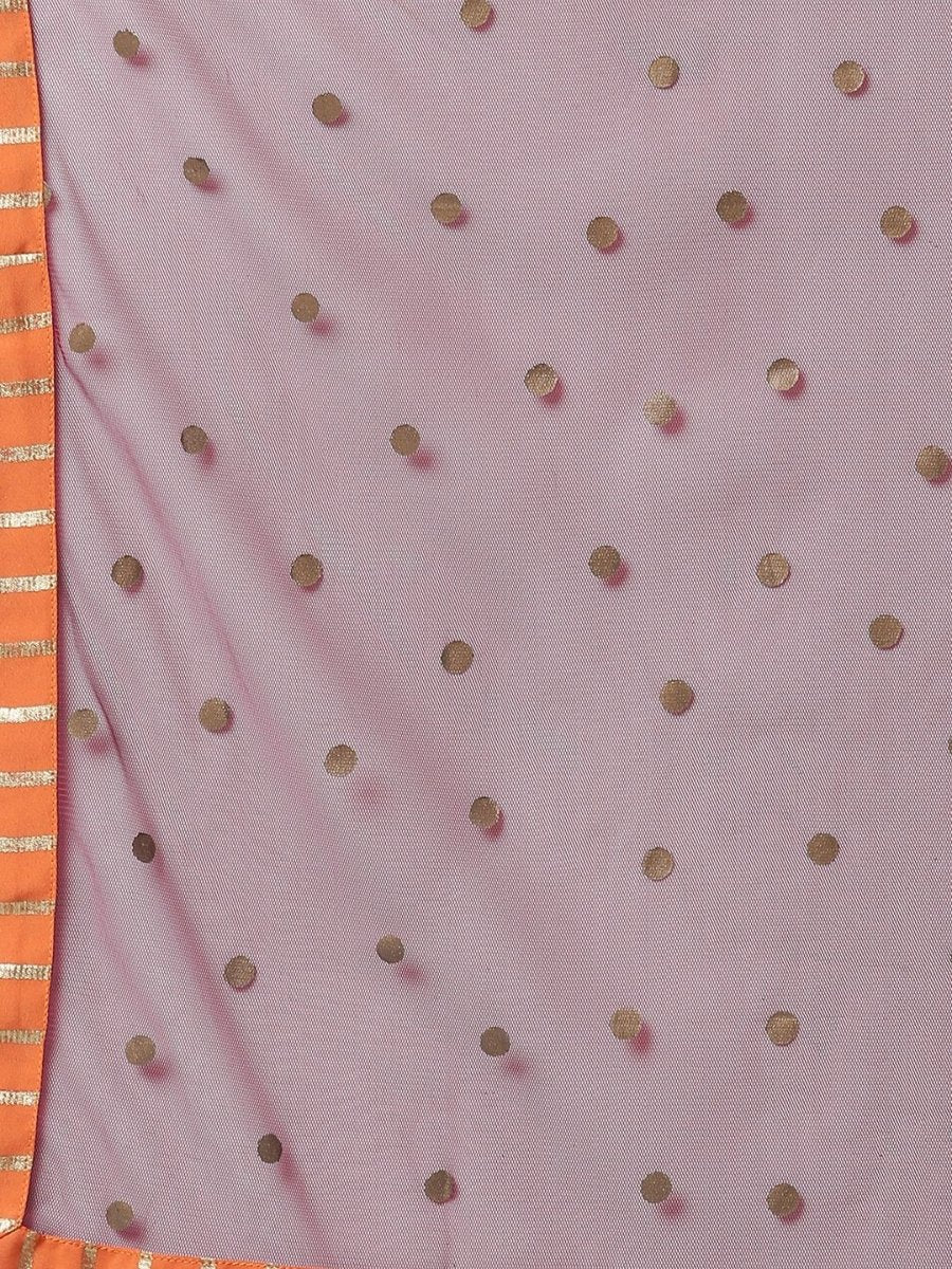 Ahalyaa Poly Silk Peach Kurta With Dupatta Set