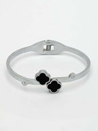 NVR Women Silver Plated Black Cuff Bracelet - Distacart