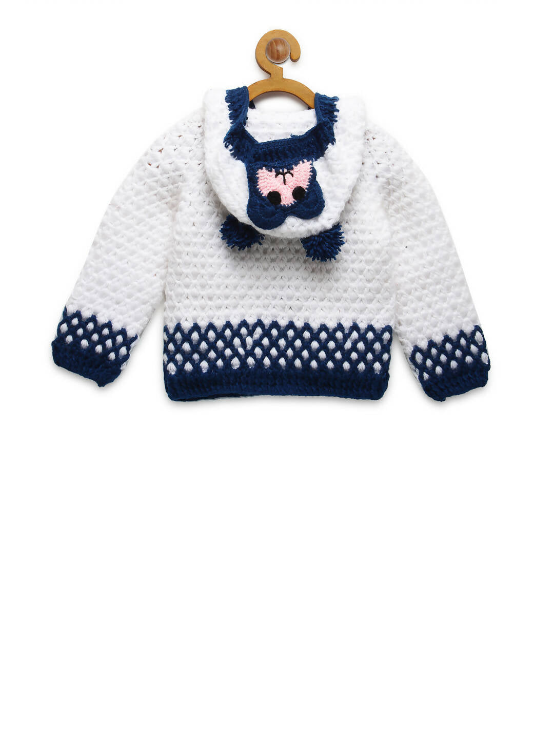 Chutput Kids Woollen Hand Knitted Tacky Design Sweater - White