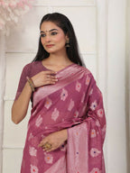 Shree Shyam Fashion Linen Cotton Pink Saree - Distacart