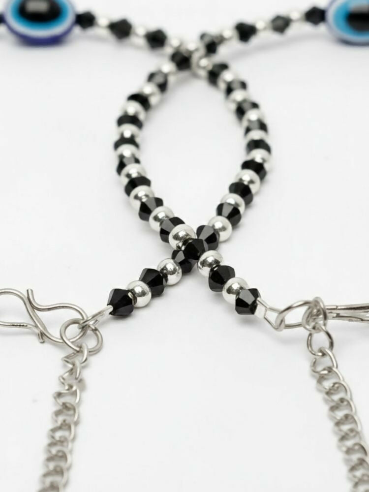 NVR Women Evil Eye Silver Plated Artificial Beads Anklet