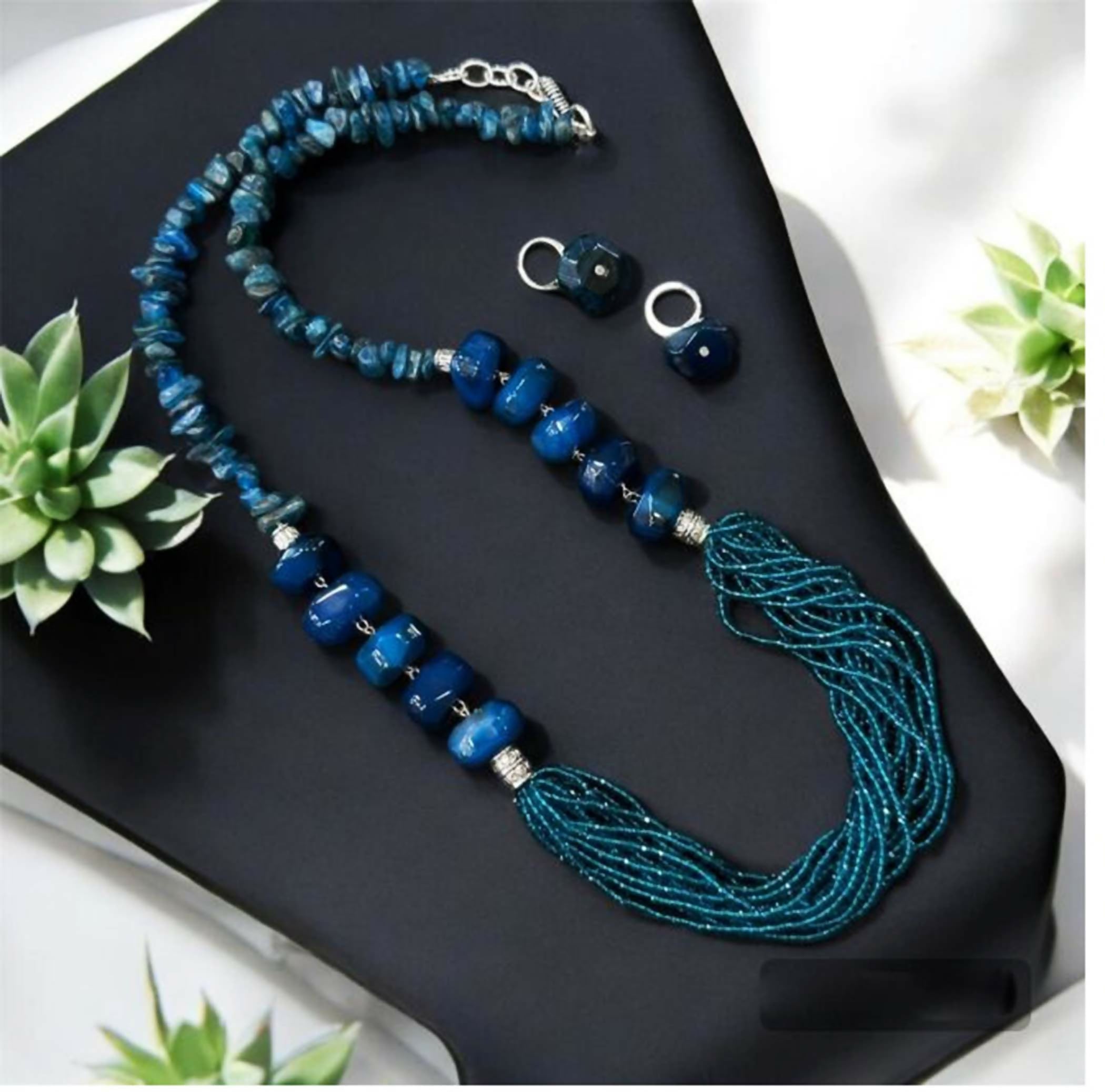 Joban Fashion Women Blue Maroon Crystal Necklace With German Silver Spacers - Distacart