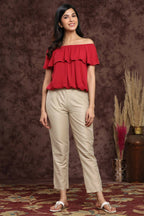 Juniper Women Sandgrey Poly Silk Solid Slim Fit Pant/Slim Pant - Distacart