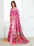 Shree Shyam Fashion Linen Cotton Pink Saree - Distacart