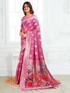 Shree Shyam Fashion Linen Cotton Pink Saree - Distacart