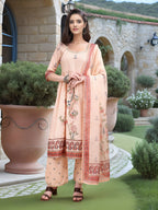 Joban Fashion Peach Position Digital Print With Position Foil Kurta Set - Distacart