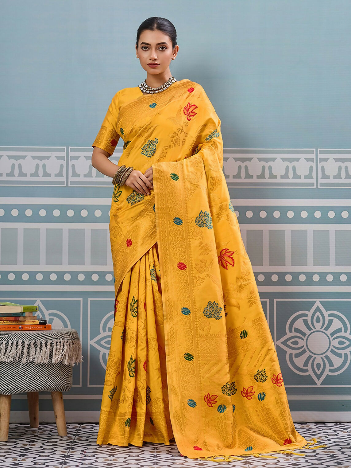 Shree Shyam Fashion Yellow Silk Saree - Distacart