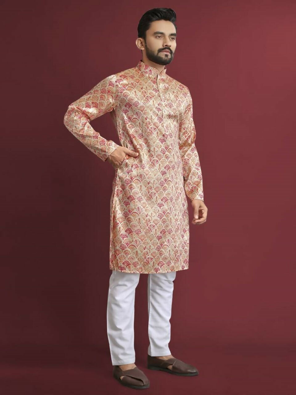 Anaita Multicolour Printed Pure Silk Straight Kurta