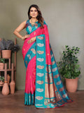 Joban Fashion Banarasi Pink ButtiSoft Silk Saree - Distacart